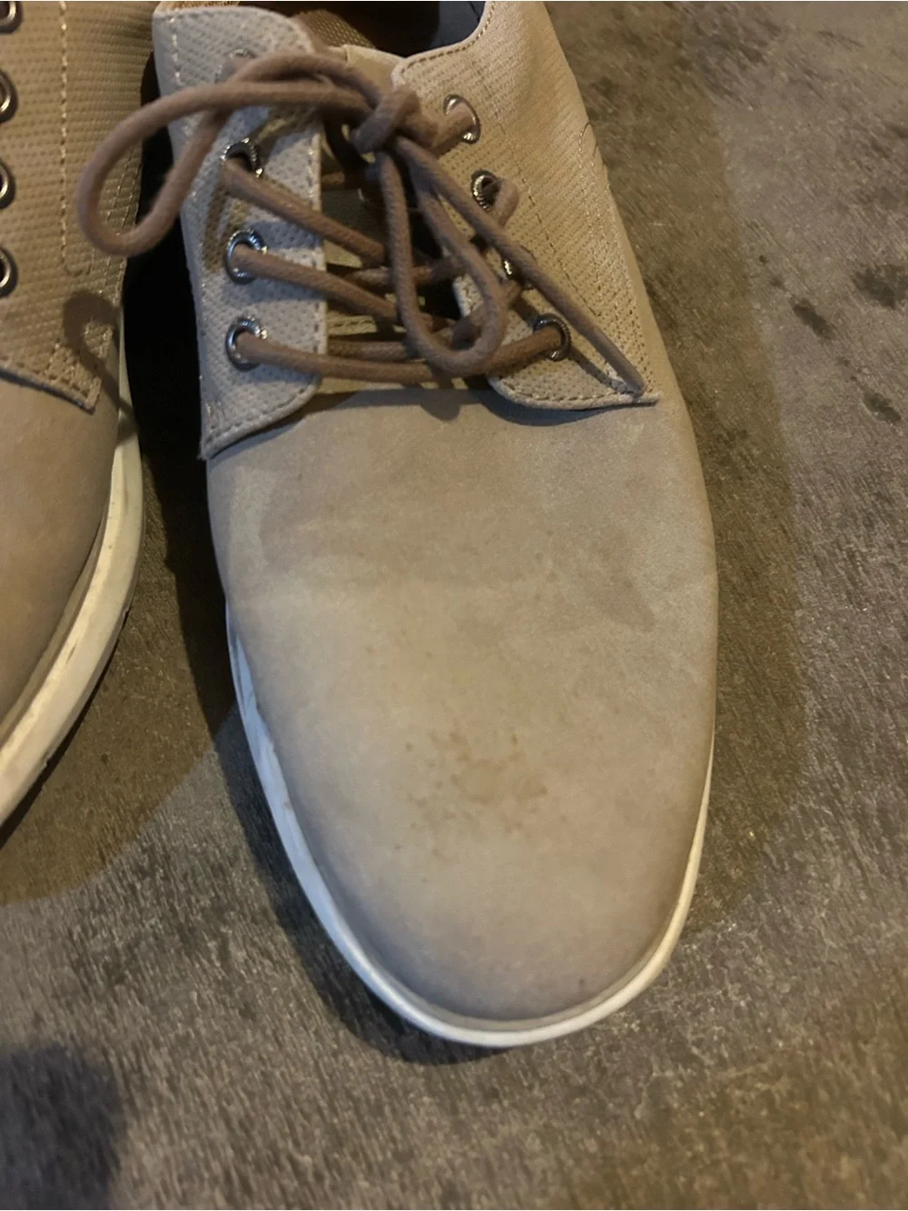 A Frame Denim Men's Taupe Lace-Up Oxfords with White Soles